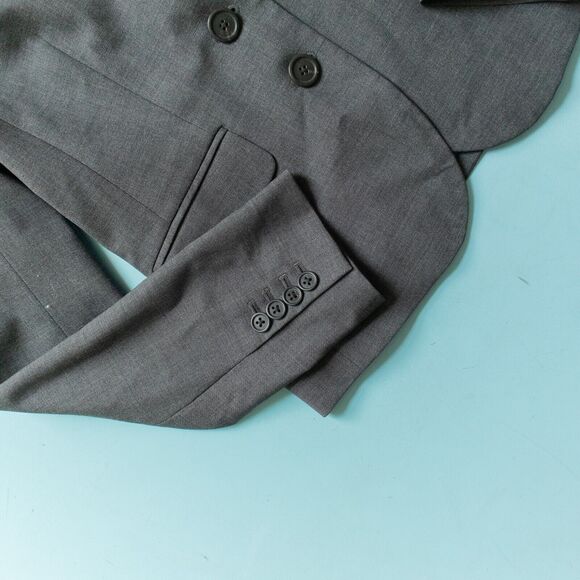 J Crew Vintage Y2K Dark Gray Button Blazer Jacket Size 2 Wool Blend Business - Picture 2 of 6